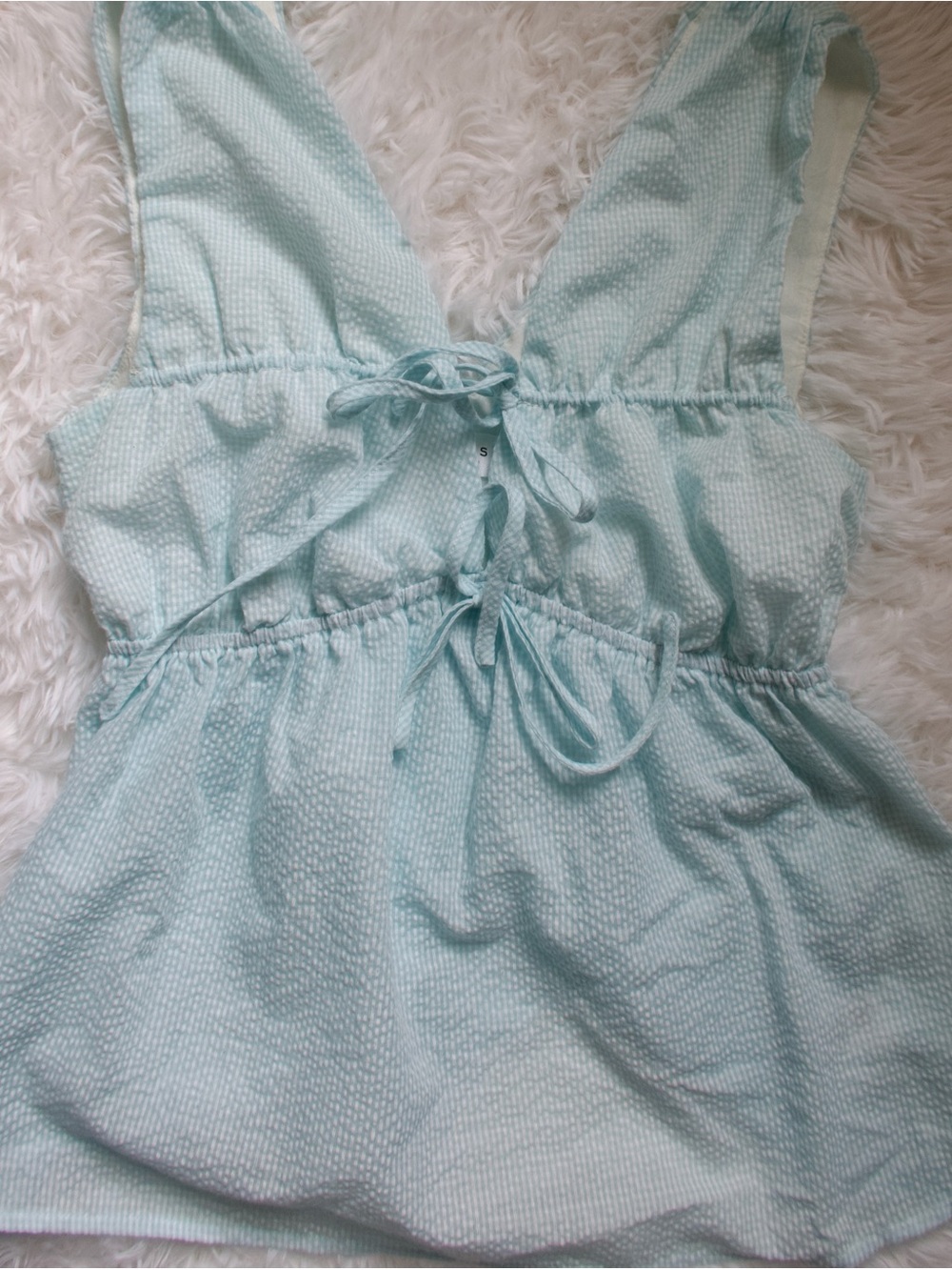 Le Lis Pale Aqua V-Neck Summer Top